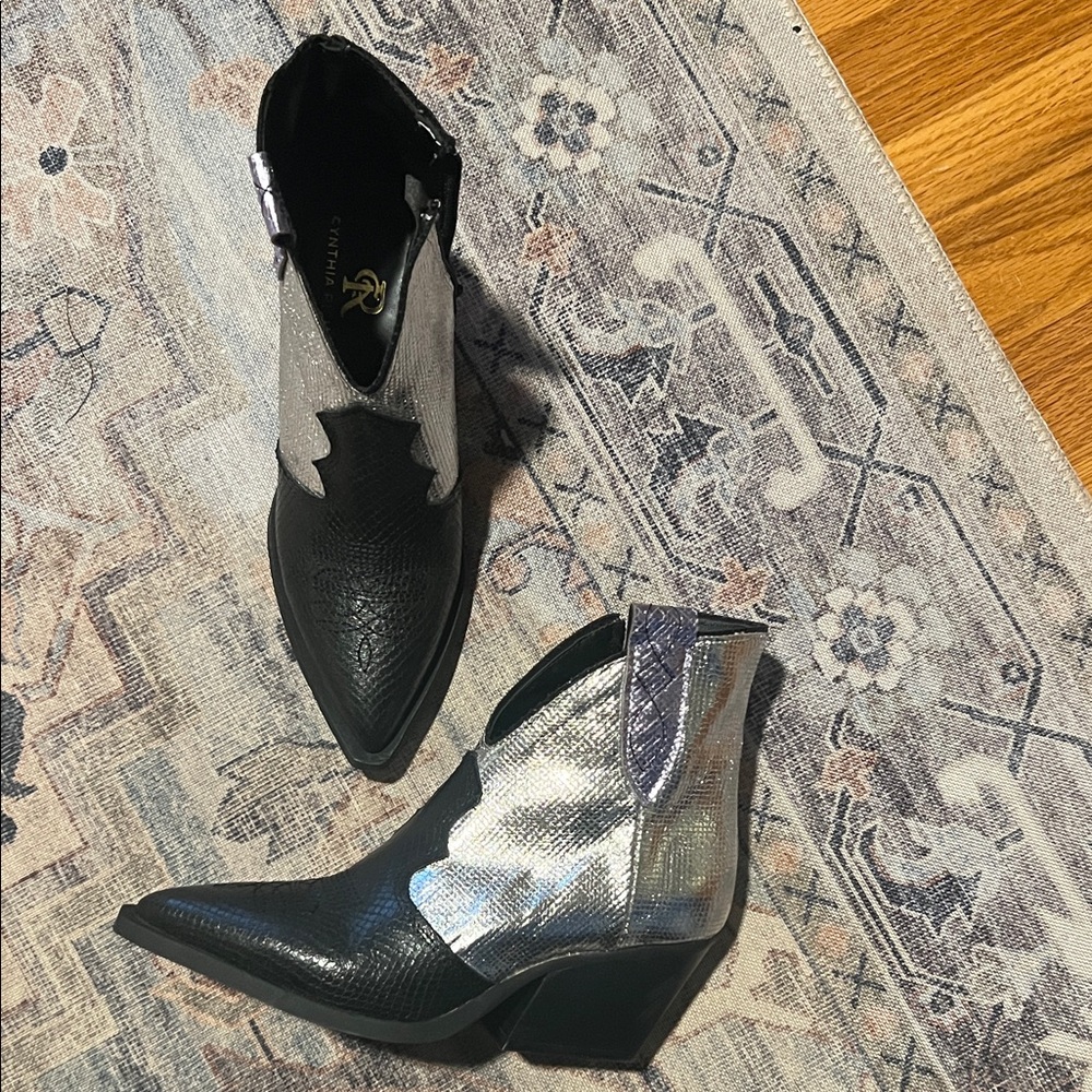 Cynthia Rowley Black and Silver Ankle Booties